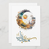 Eid Mubarak Arabic Calligraphy Eid Grußkarte Einladung (Vorne/Hinten)