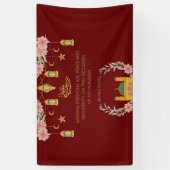 Eid Mubarak Arabic Calligraphy Floral Mosque Red Banner (Vertikal)