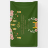 Eid Mubarak Arabische Kalligrafie Blumenmoschee Gr Banner (Vertikal)