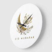 Eid Mubarak | Arabische Kalligrafie | Goldmond Große Wanduhr (Winkel)