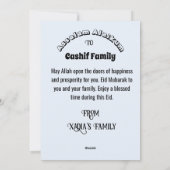 Eid Mubarak Blauer Blumenmoschee Feiertagskarte (Rückseite)