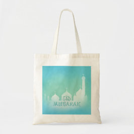 Eid Mubarak Blue Watercolor Moschee - Budget Tasch Tragetasche