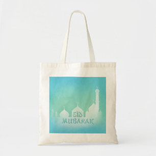 Eid Mubarak Blue Watercolor Moschee - Budget Tasch Tragetasche