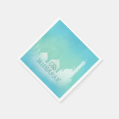 Eid Mubarak Blue Watercolor Moschee - Paper Napkin Serviette (Ecke)