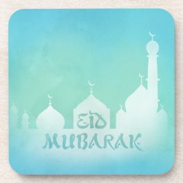Eid Mubarak Blue Watercolor Moschee Plastic Unters Getränkeuntersetzer