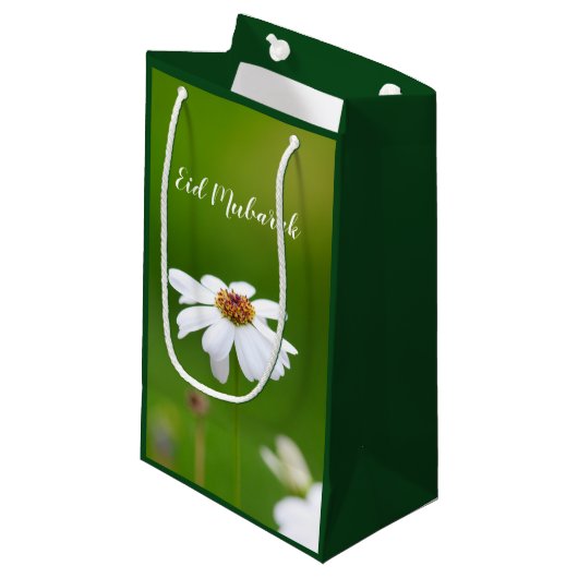 Eid Mubarak Blumengeschenktasche weißen Kleine Geschenktüte (Vorderseite Schrägansicht)