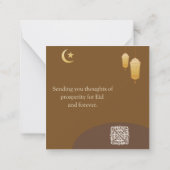 Eid Mubarak Brown und Gold mit goldenem Text Mitteilungskarte (Rückseite)