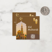 Eid Mubarak Brown und Gold mit goldenem Text Mitteilungskarte (Vorderseite/Rückseite Beispiel)