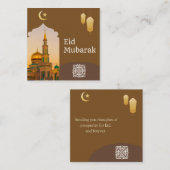 Eid Mubarak Brown und Gold mit goldenem Text Mitteilungskarte (Vorne/Hinten)