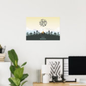 Eid Mubarak Buchstaben mit Moschee und Vögeln Poster (Heimbüro)