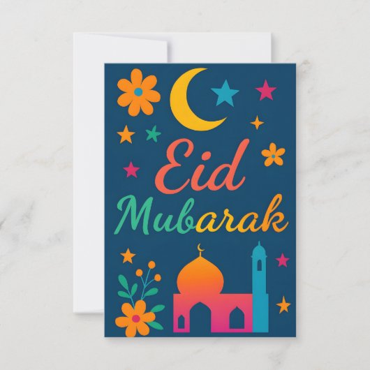 Eid Mubarak - Bunt für Kinder Moschee Blumen Einladung (Vorderseite)
