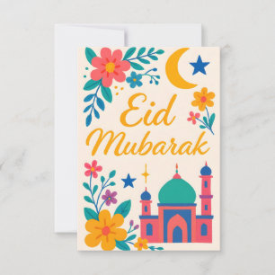 Eid Mubarak - Bunt für Kinder Moschee Blumen Einladung