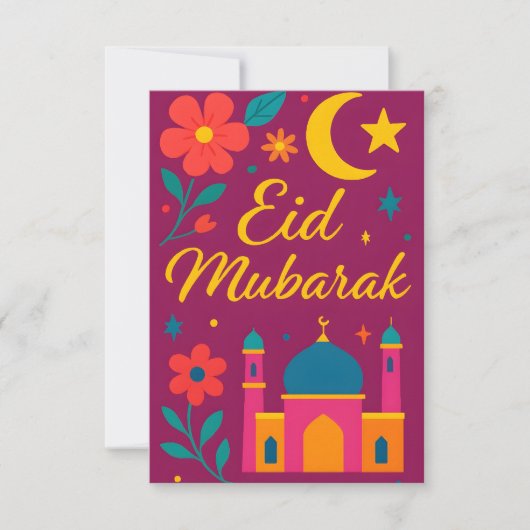 Eid Mubarak - Bunt für Kinder Moschee Blumen Einladung (Vorderseite)