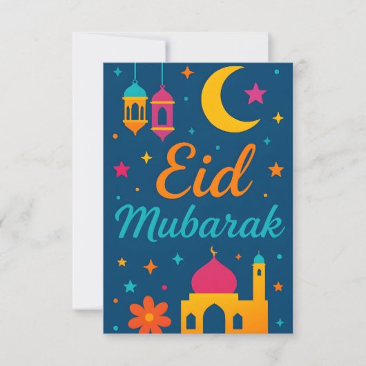 Eid Mubarak - Bunt für Kinder Moschee Blumen Einladung (Vorderseite)