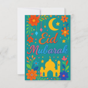 Eid Mubarak - Bunt für Kinder Moschee Blumen Einladung