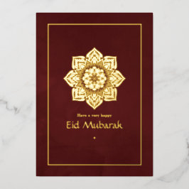 Eid Mubarak Burgundy Gold Foil Holiday Card Folien Feiertagskarte