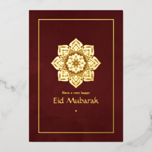 Eid Mubarak Burgundy Gold Foil Holiday Card Folien Feiertagskarte