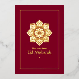 Eid Mubarak Burgundy und Gold Folien Feiertagskarte