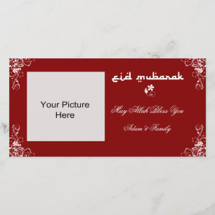 Eid Mubarak Burgundy White Swirl Foto Cards Ankündigung