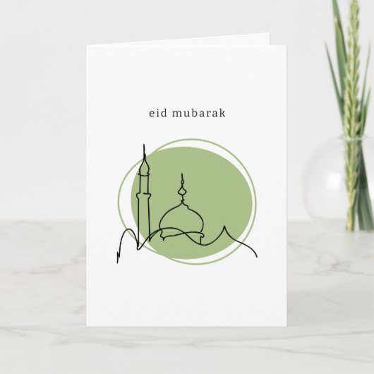 Eid Mubarak Card | Minimalistische Moschee Karte (Vorderseite)