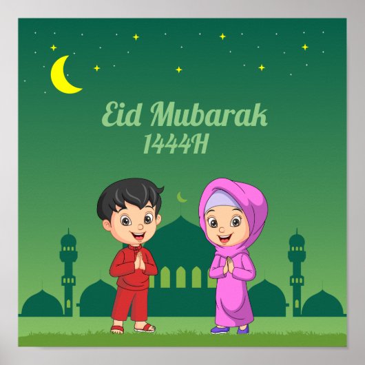 eid Mubarak Cartoon Poster (Vorne)