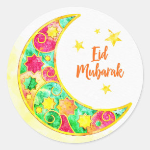 Eid Mubarak Colorful Crescent Runder Aufkleber