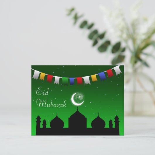 Eid Mubarak Colorful Gardens Postkarte (Stehend Vorderseite)