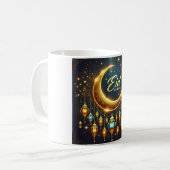 Eid Mubarak Crescent Moon & Lanterns Kaffeetasse (Vorderseite Links)