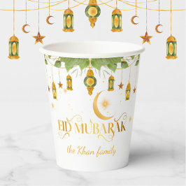 "Eid Mubarak" Custom Elegante Modernes Weißes Gold Pappbecher