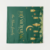 Eid Mubarak Custom Gold Green Lanterns + Moon Wandteppich (Vorderseite (Horizontal))