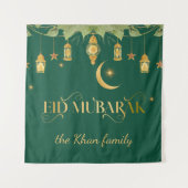 Eid Mubarak Custom Gold Green Lanterns + Moon Wandteppich (Vorderseite)