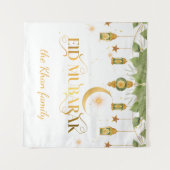 Eid Mubarak Custom Gold White Lanterns + Mond Wandteppich (Vorderseite (Horizontal))