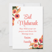 Eid Mubarak Custom Islam Wohngestaltung Floral Dua Einladung (Vorderseite)