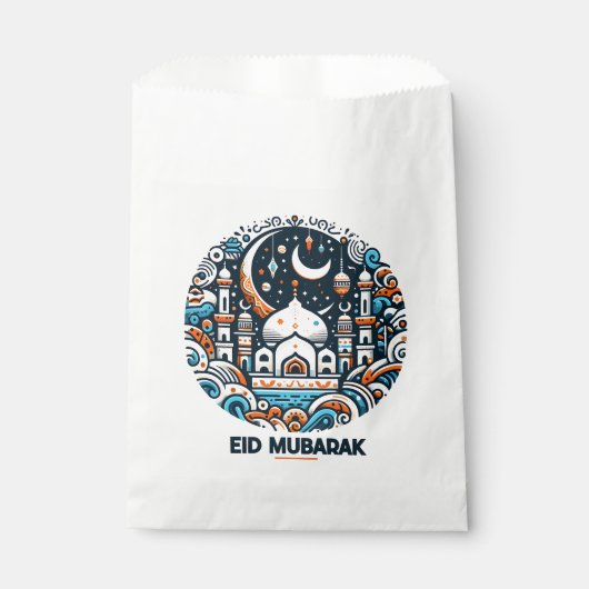 Eid Mubarak Dekoriert Crescent Farbenfrohe Halsban Geschenktütchen (Vorderseite)