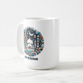 Eid Mubarak Dekoriert Crescent farbenfrohe Moschee Kaffeetasse (Vorderseite Links)