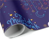Eid Mubarak dunkelblau für Kinder Geschenkpapier (Rolleneckpunkt)