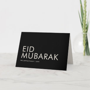 Eid Mubarak Einfaches Schwarz-Weiß Muslimisches Fe Karte