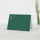 Eid Mubarak Elegant Gold Grüne Laternen + Mond Karte (Rückseite)
