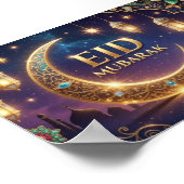 Eid Mubarak elegant Gold und Navy Blau Poster (Ecke)