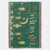 Eid Mubarak Elegante Green Gold Lattern Moon Stars Decke (Vorderseite Vertikal)