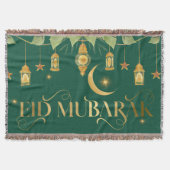 Eid Mubarak Elegante Green Gold Lattern Moon Stars Decke (Vorderseite)
