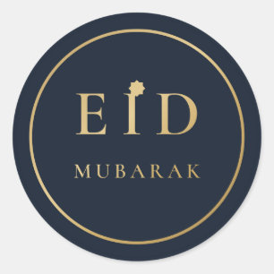 Eid Mubarak Eleganter Navy-Gold-Aufkleber Runder Aufkleber