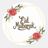 Eid Mubarak Englisch Goldrahmen Blumenaufkleber Runder Aufkleber (Vorderseite)