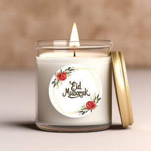 Eid Mubarak Englisch Goldrahmen Blumenaufkleber Runder Aufkleber