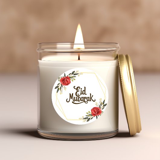 Eid Mubarak Englisch Goldrahmen Blumenaufkleber Runder Aufkleber