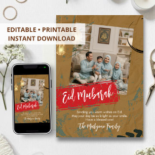 Eid Mubarak Familienfoto Karte Modern Kraft
