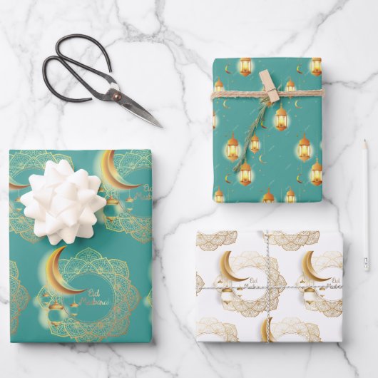 Eid Mubarak fanoos Geschenkpapier Set (Vorderseite)