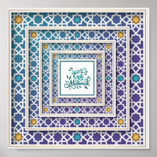 Eid Mubarak farbenfroh blau grün Lila gelb Poster