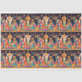 Eid Mubarak Festival Scene Wrapping Geschenkpapier Seidenpapier
