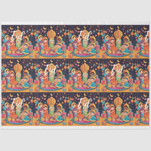 Eid Mubarak Festival Scene Wrapping Geschenkpapier Seidenpapier (Vorderseite)